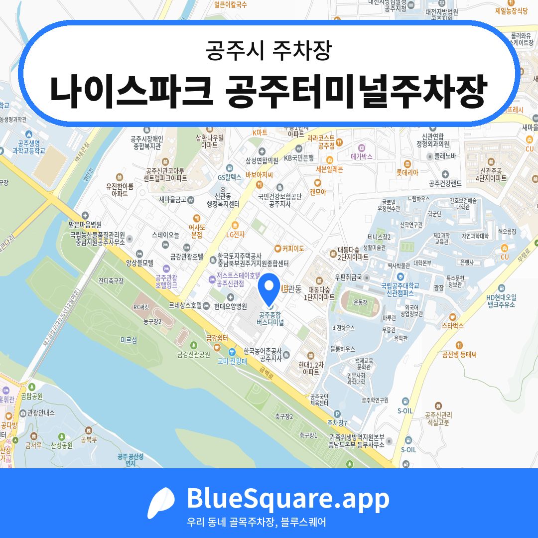 나이스파크 공주터미널주차장 위치 지도 — 충남 공주시 | 블루스퀘어 주차
