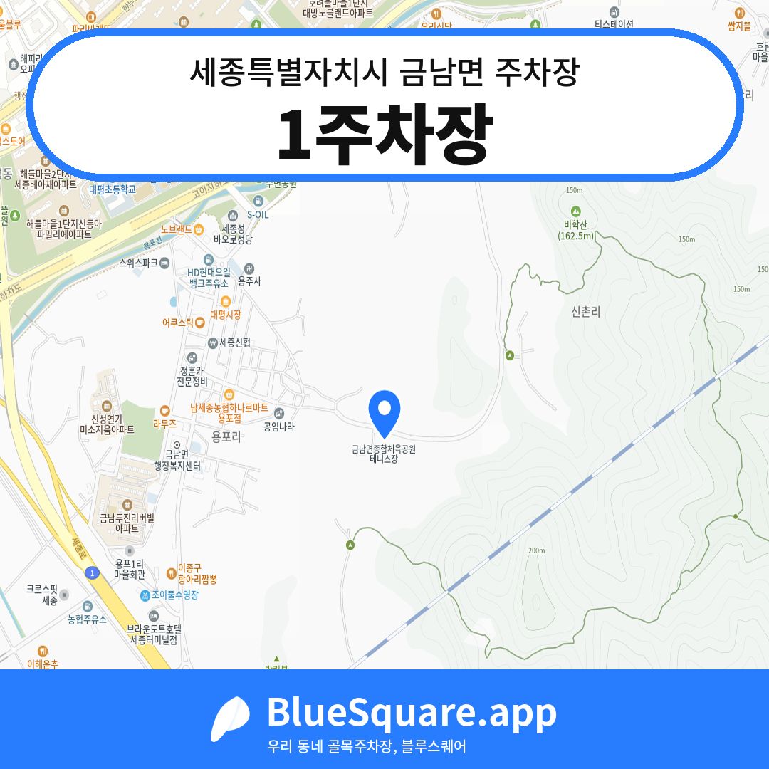 1주차장 위치 지도 — 세종 세종특별자치시 금남면 | 블루스퀘어 주차