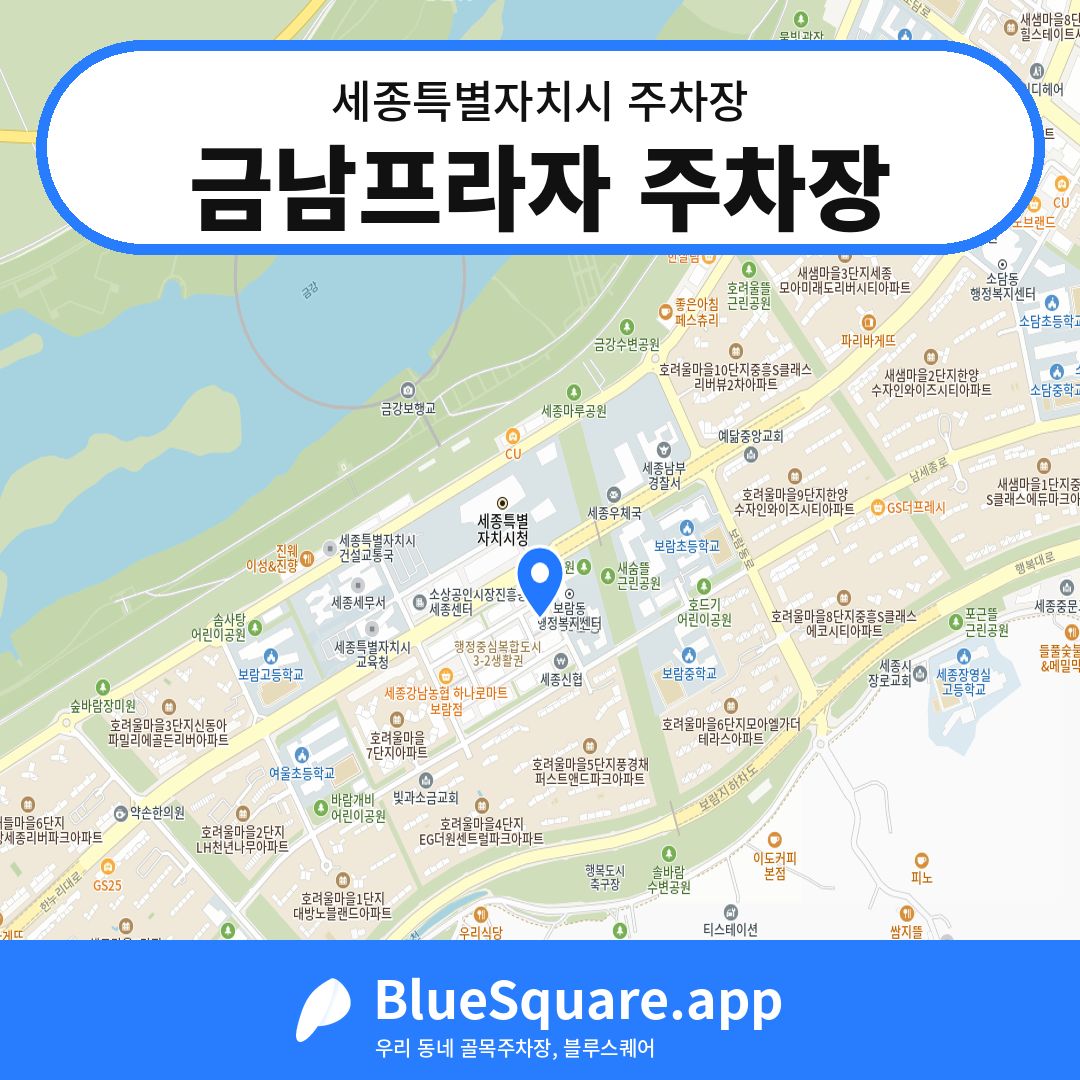 금남프라자 주차장 위치 지도 — 세종 세종특별자치시 | 블루스퀘어 주차