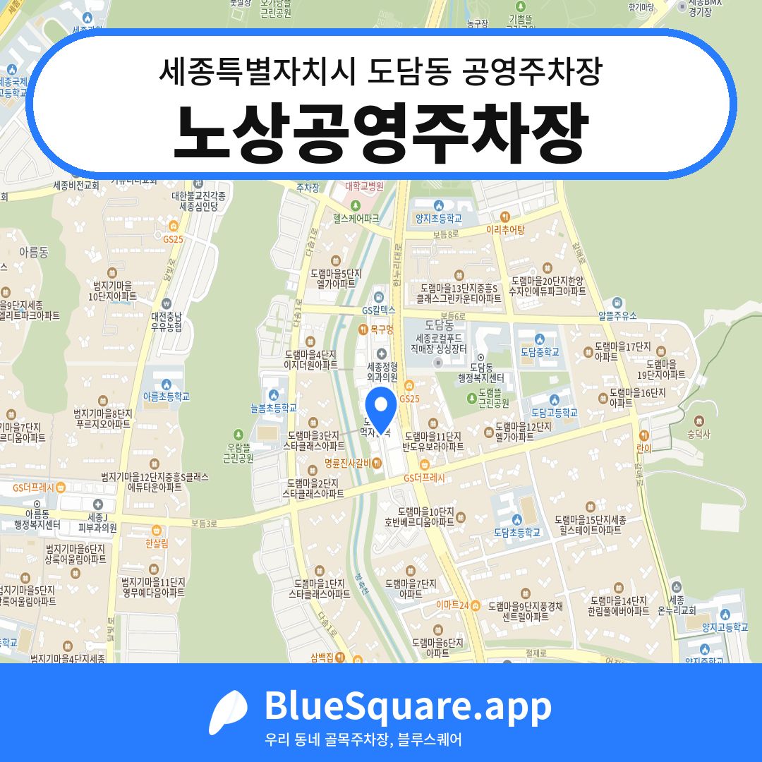노상공영주차장 위치 지도 — 세종 세종특별자치시 도담동 | 블루스퀘어 주차