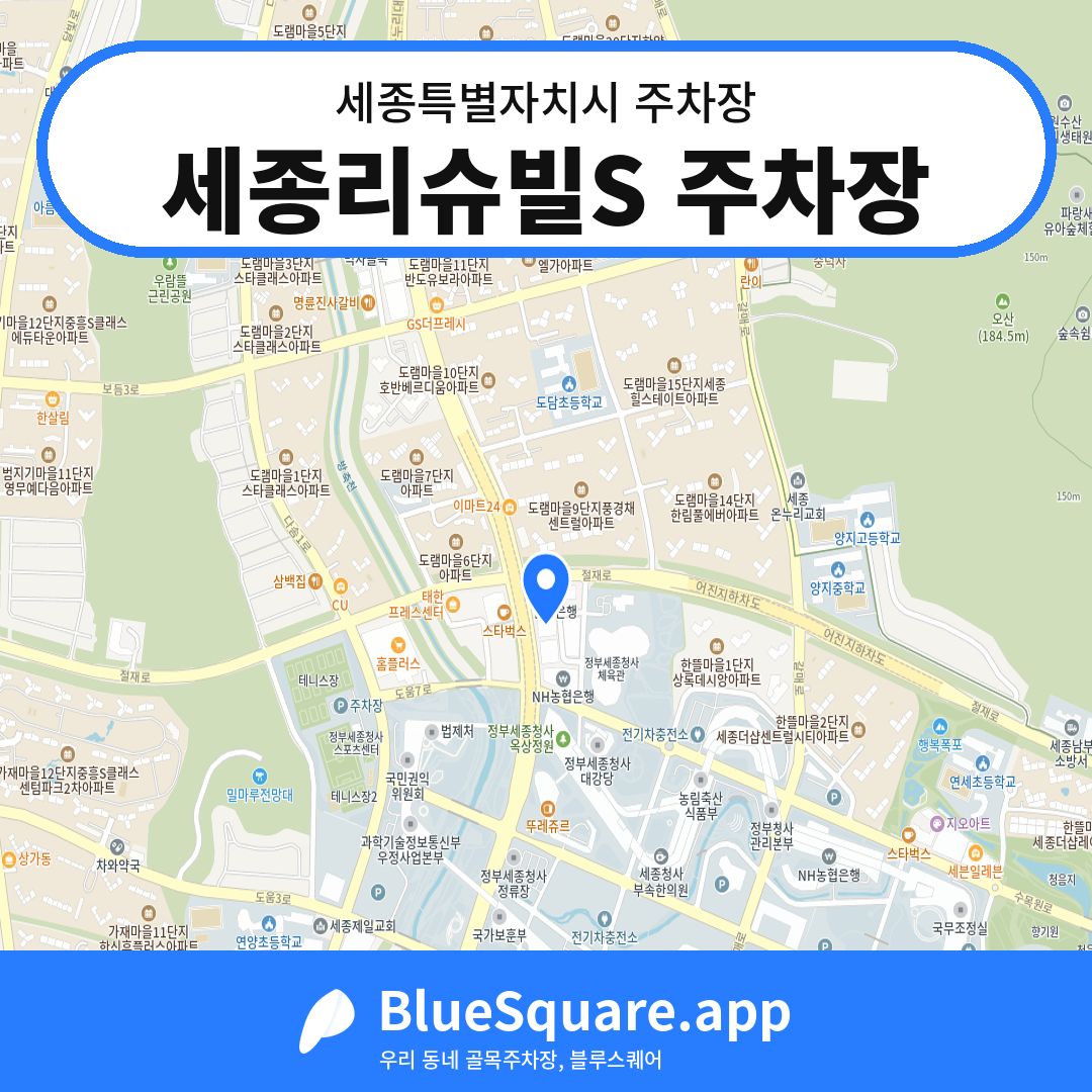 세종리슈빌S 주차장 위치 지도 — 세종 세종특별자치시 | 블루스퀘어 주차