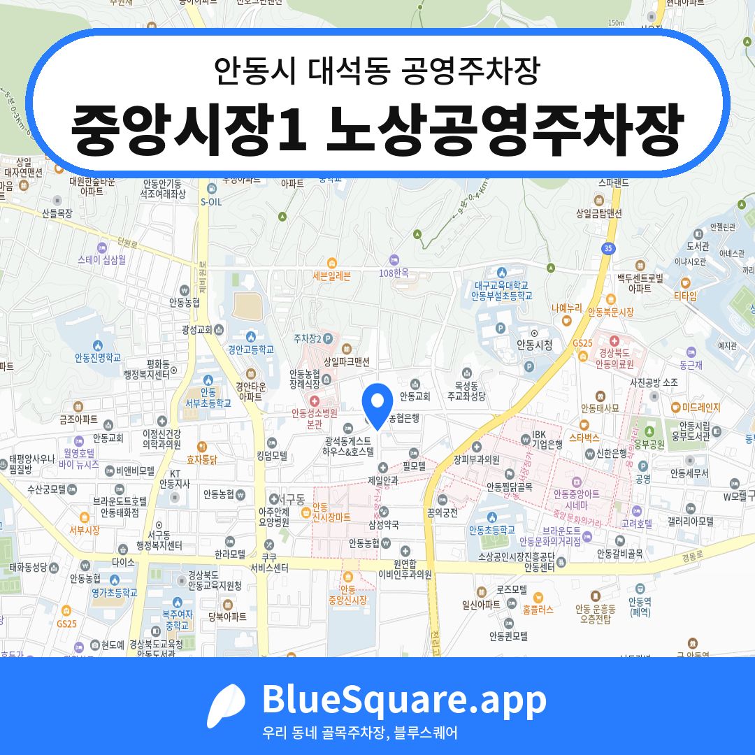 중앙시장1 노상공영주차장 위치 지도 — 경북 안동시 대석동 | 블루스퀘어 주차