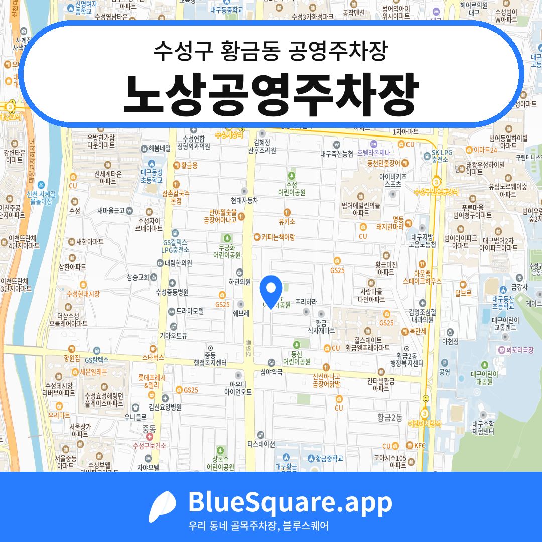 노상공영주차장 위치 지도 — 대구 수성구 황금동 | 블루스퀘어 주차