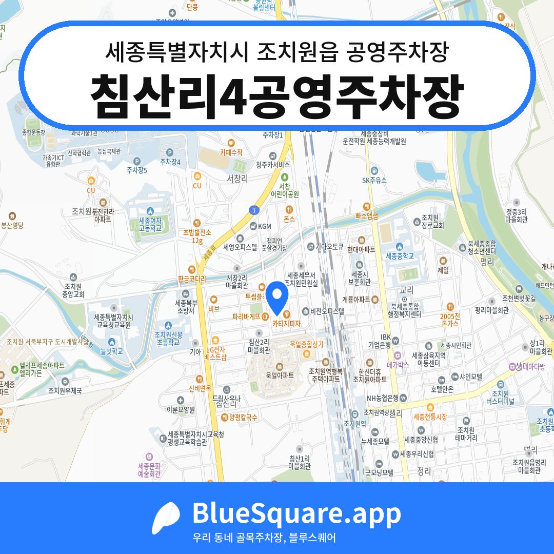 침산리4공영주차장 위치 지도 — 세종 세종특별자치시 조치원읍 | 블루스퀘어 주차