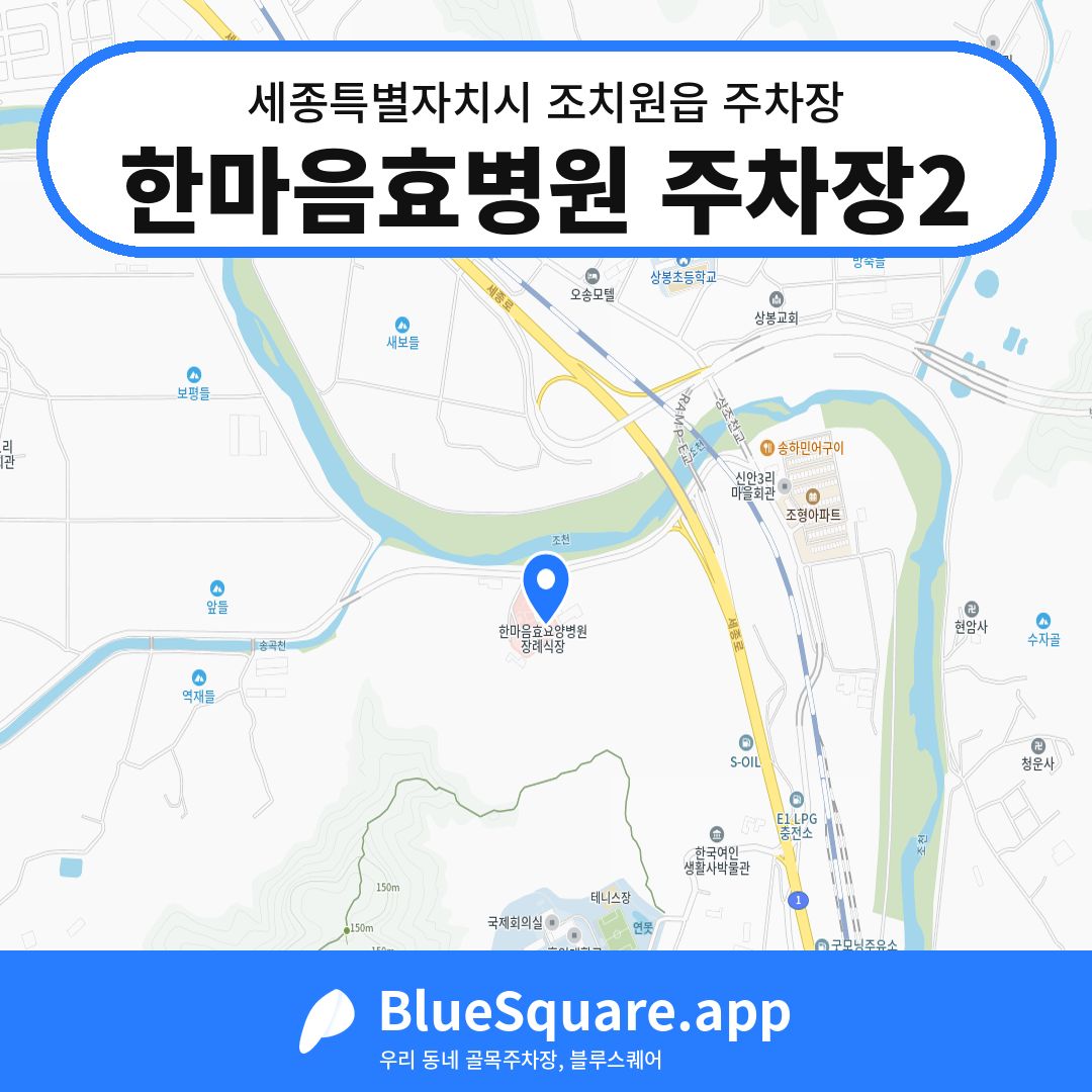 한마음효병원 주차장2 위치 지도 — 세종 세종특별자치시 조치원읍 | 블루스퀘어 주차
