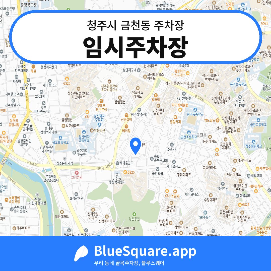 임시주차장 위치 지도 — 충북 청주시 금천동 | 블루스퀘어 주차