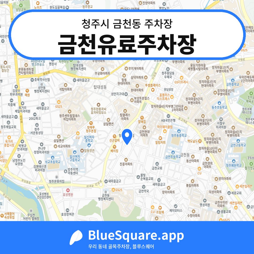 금천유료주차장 위치 지도 — 충북 청주시 금천동 | 블루스퀘어 주차