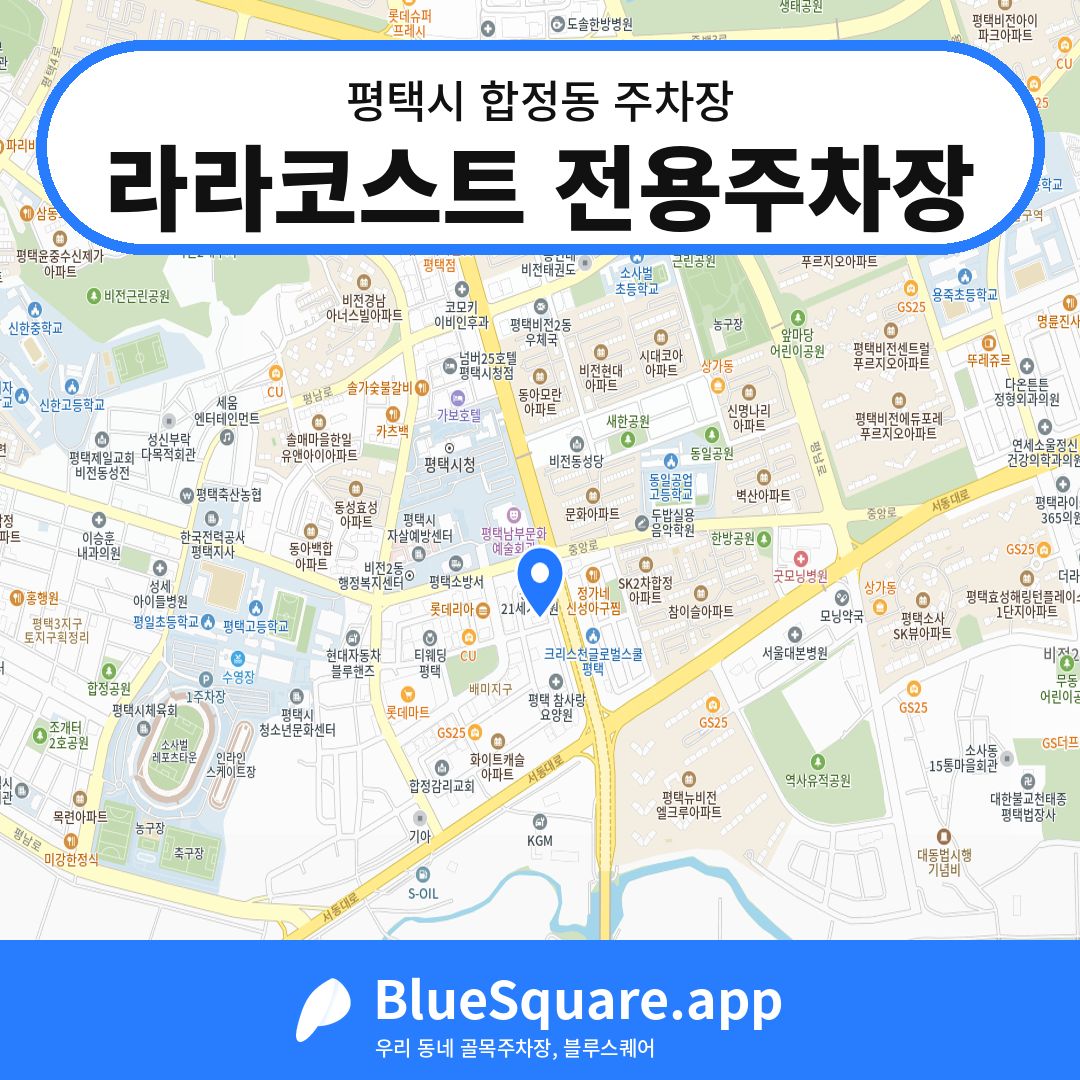 라라코스트 전용주차장 위치 지도 — 경기 평택시 합정동 | 블루스퀘어 주차