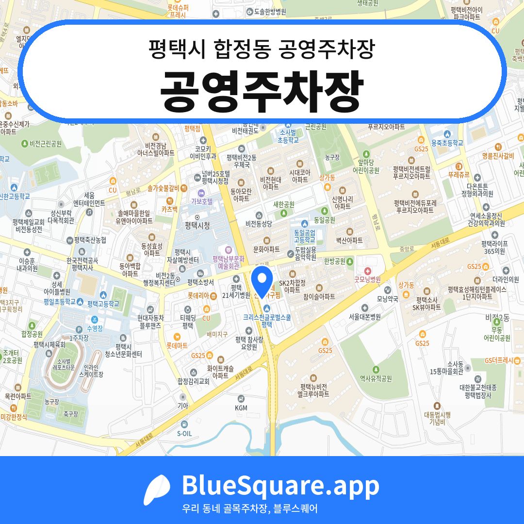 공영주차장 위치 지도 — 경기 평택시 합정동 | 블루스퀘어 주차