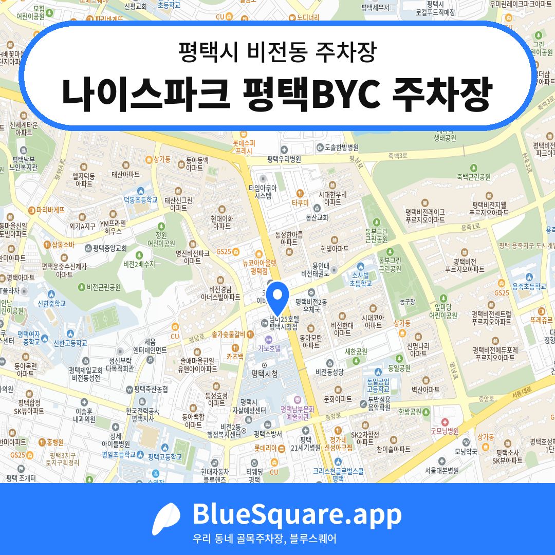 나이스파크 평택BYC 주차장 위치 지도 — 경기 평택시 비전동 | 블루스퀘어 주차