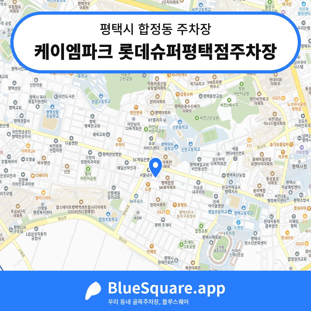 케이엠파크 롯데슈퍼평택점주차장 위치 지도 — 경기 평택시 합정동 | 블루스퀘어 주차