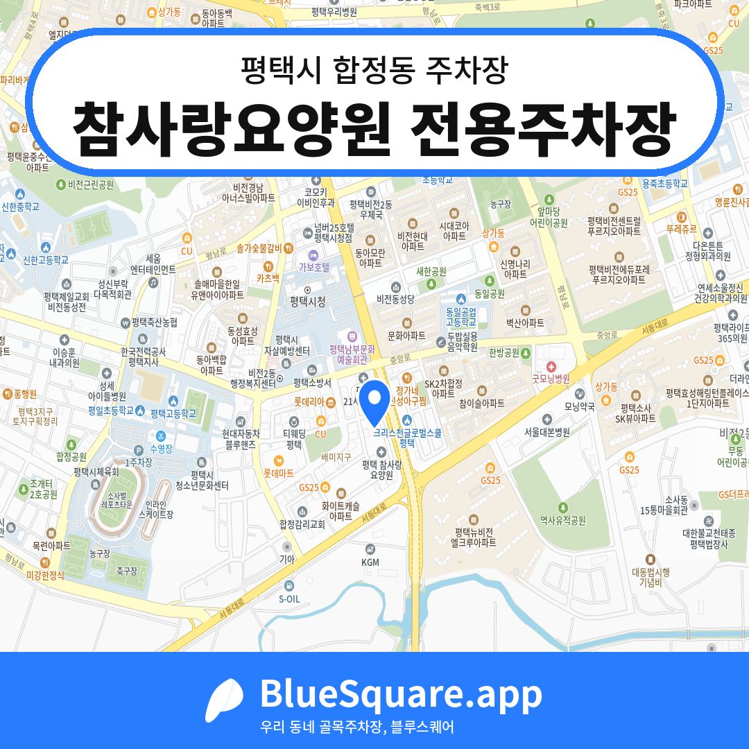 참사랑요양원 전용주차장 위치 지도 — 경기 평택시 합정동 | 블루스퀘어 주차