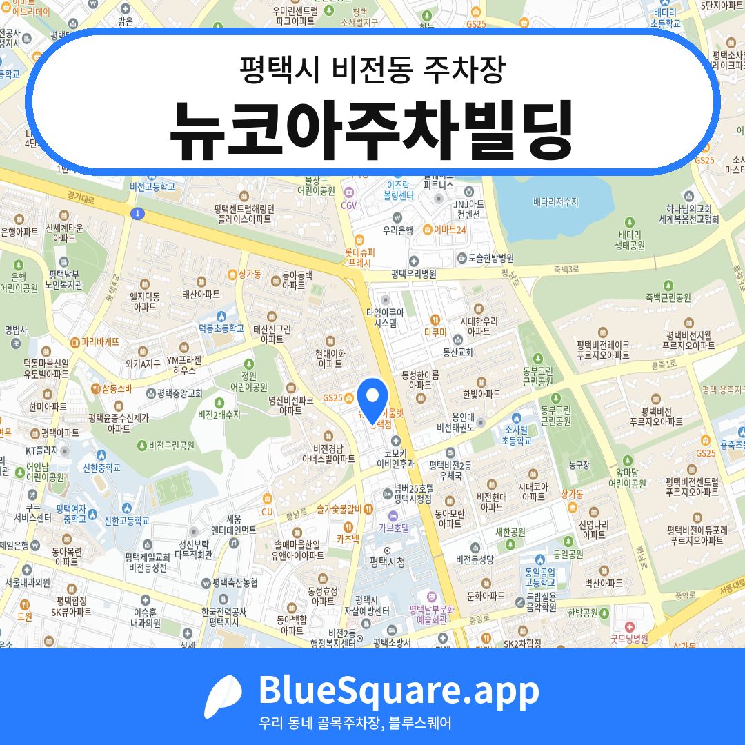 뉴코아주차빌딩 위치 지도 — 경기 평택시 비전동 | 블루스퀘어 주차