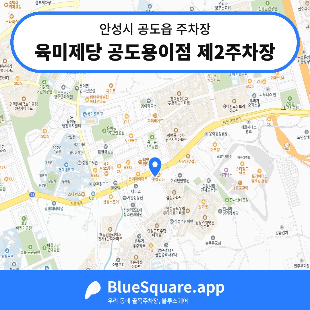 육미제당 공도용이점 제2주차장 위치 지도 — 경기 안성시 공도읍 | 블루스퀘어 주차