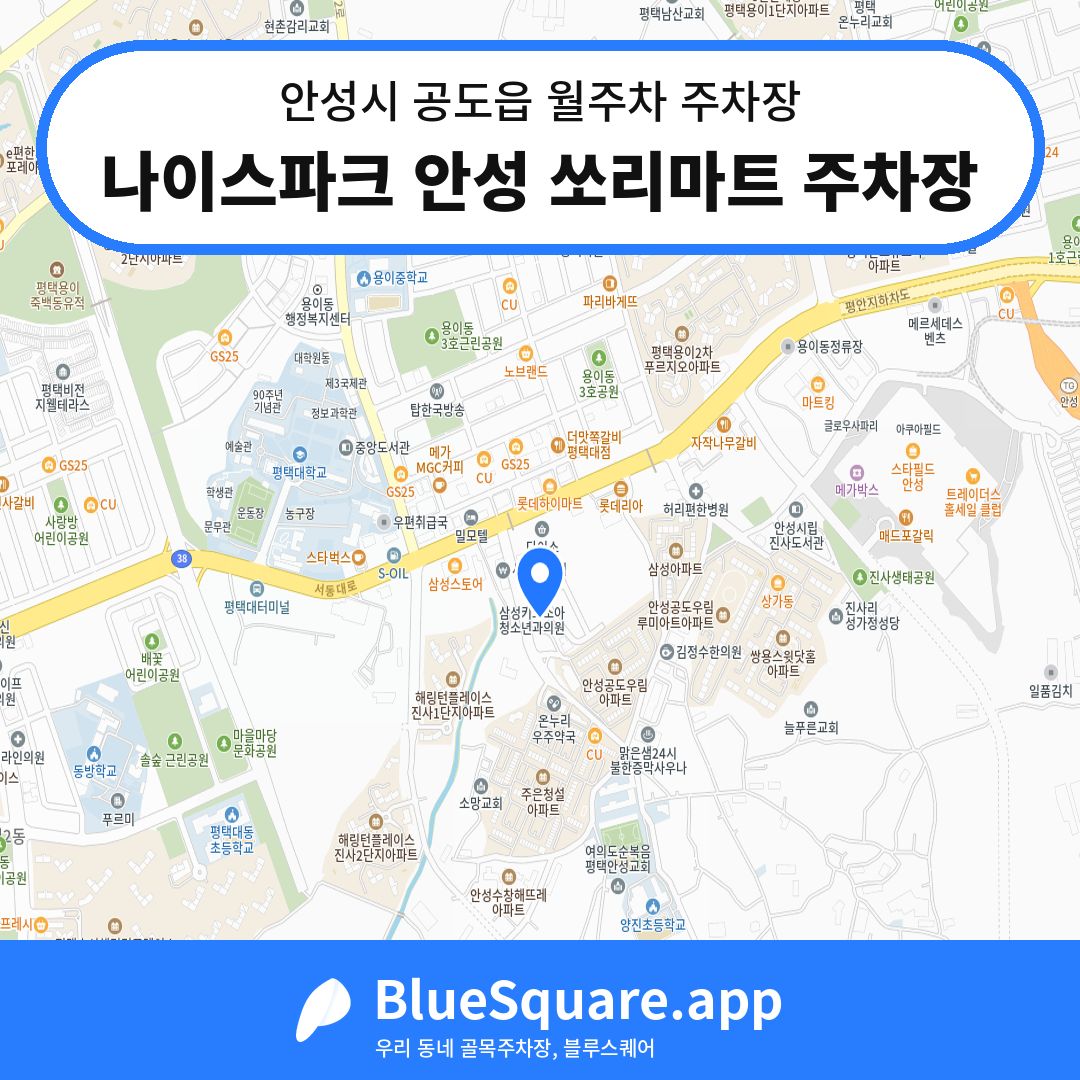 나이스파크 안성 쏘리마트 주차장 위치 지도 — 경기 안성시 공도읍 | 블루스퀘어 주차