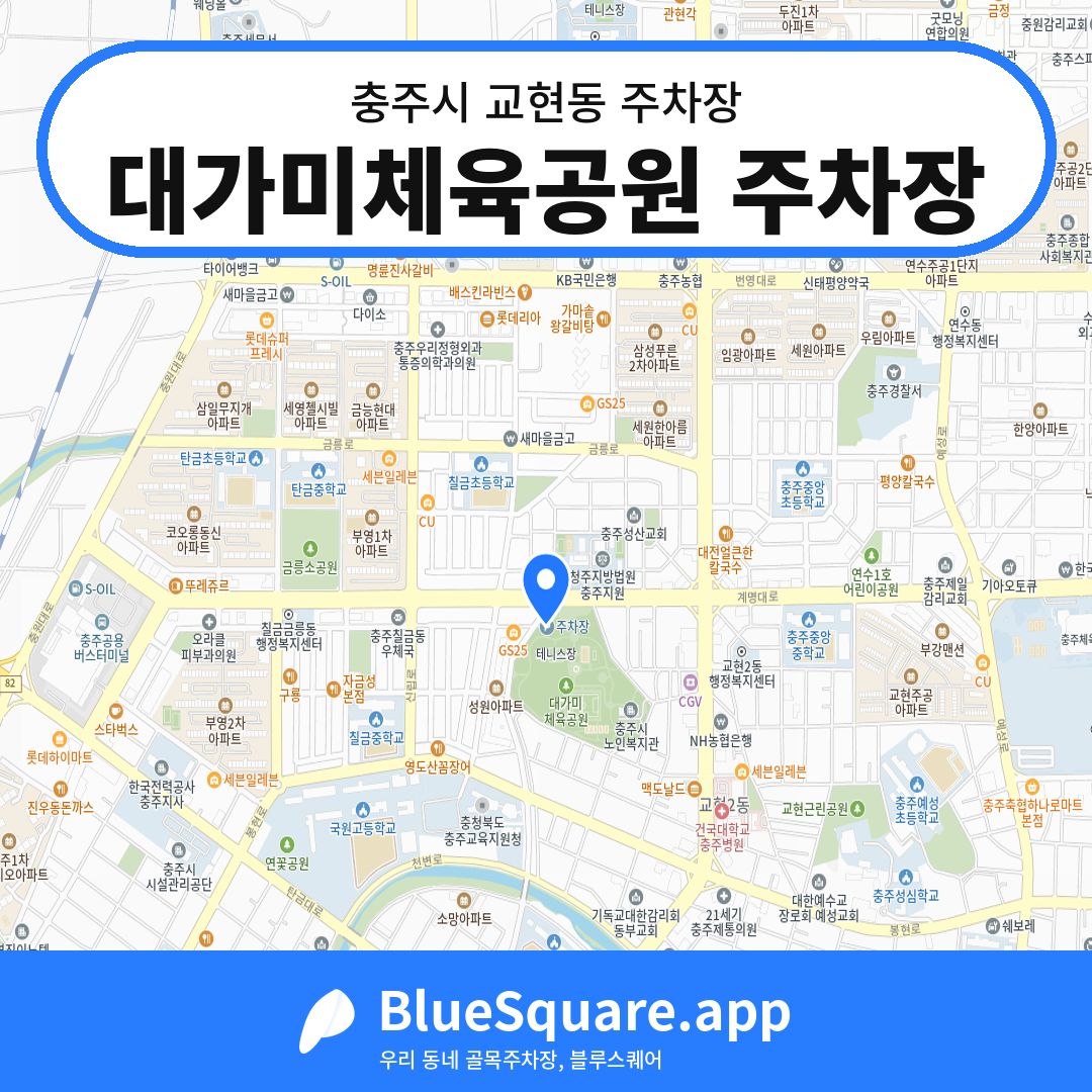 대가미체육공원 주차장 위치 지도 — 충북 충주시 교현동 | 블루스퀘어 주차