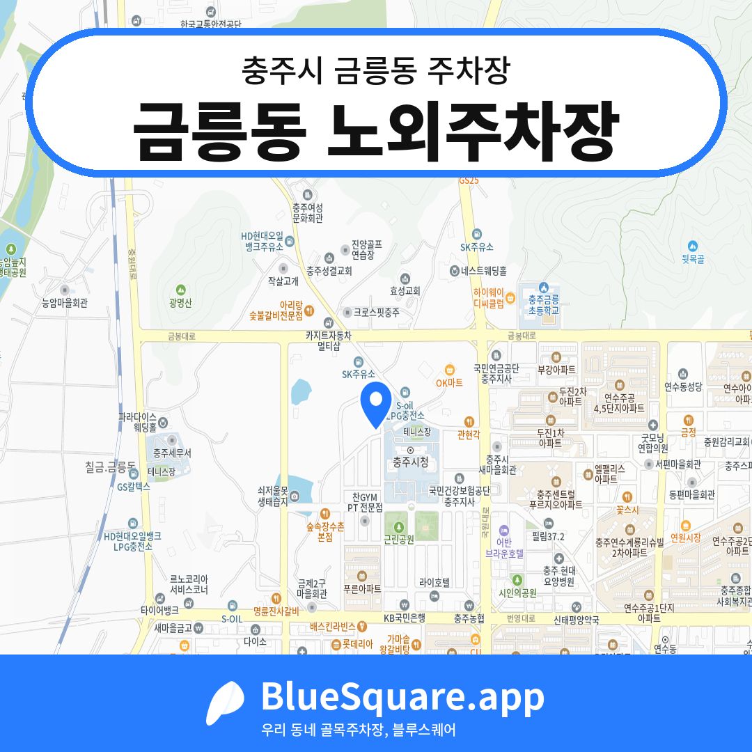 금릉동 노외주차장 위치 지도 — 충북 충주시 금릉동 | 블루스퀘어 주차