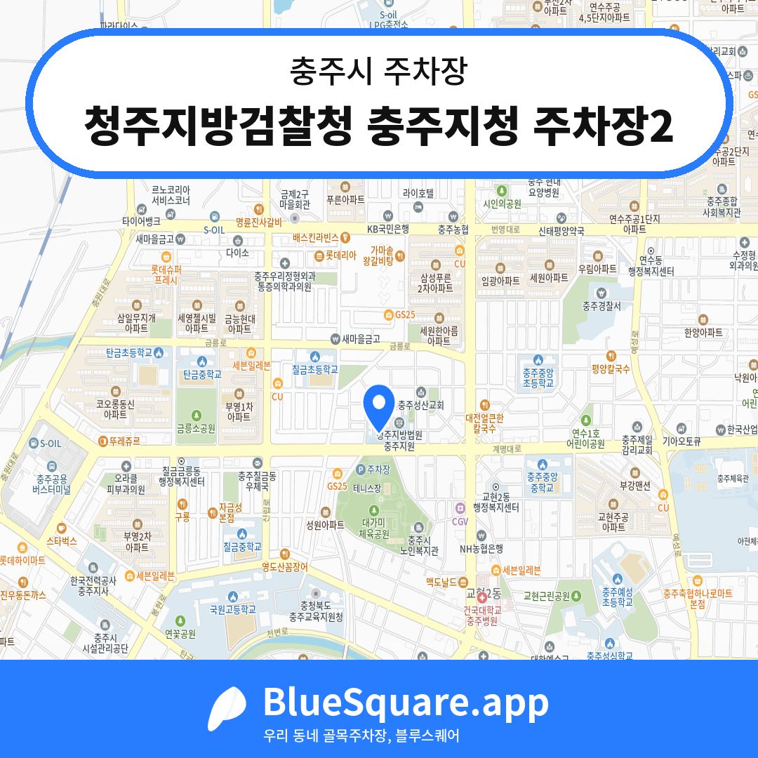 청주지방검찰청 충주지청 주차장2 위치 지도 — 충북 충주시 | 블루스퀘어 주차