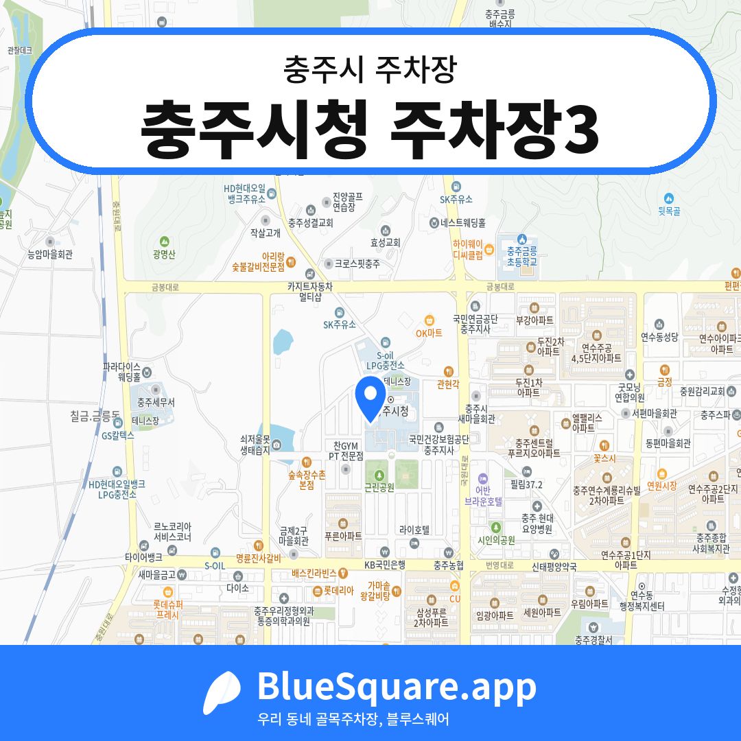 충주시청 주차장3 위치 지도 — 충북 충주시 | 블루스퀘어 주차