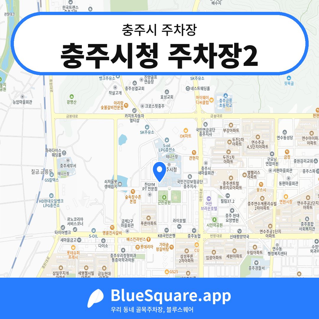 충주시청 주차장2 위치 지도 — 충북 충주시 | 블루스퀘어 주차