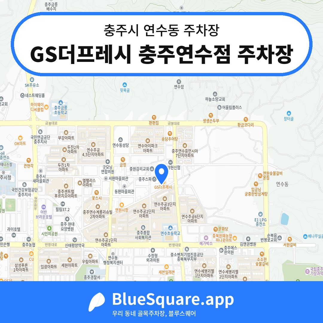GS더프레시 충주연수점 주차장 위치 지도 — 충북 충주시 연수동 | 블루스퀘어 주차