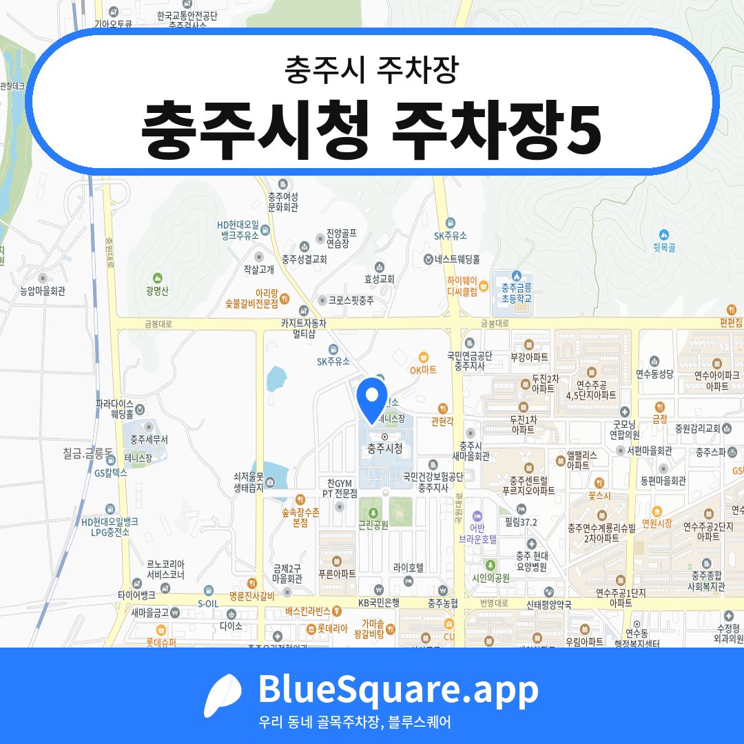 충주시청 주차장5 위치 지도 — 충북 충주시 | 블루스퀘어 주차