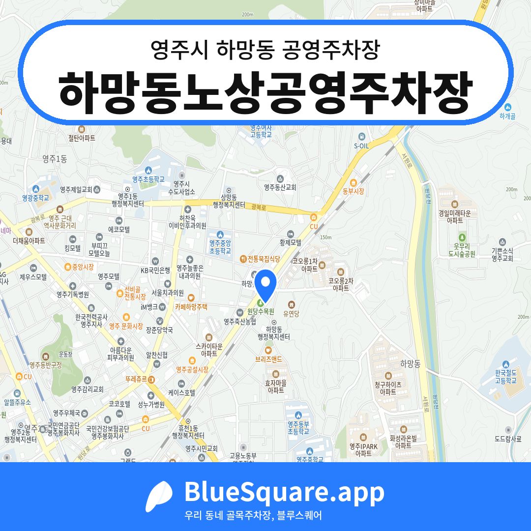 하망동노상공영주차장 위치 지도 — 경북 영주시 하망동 | 블루스퀘어 주차