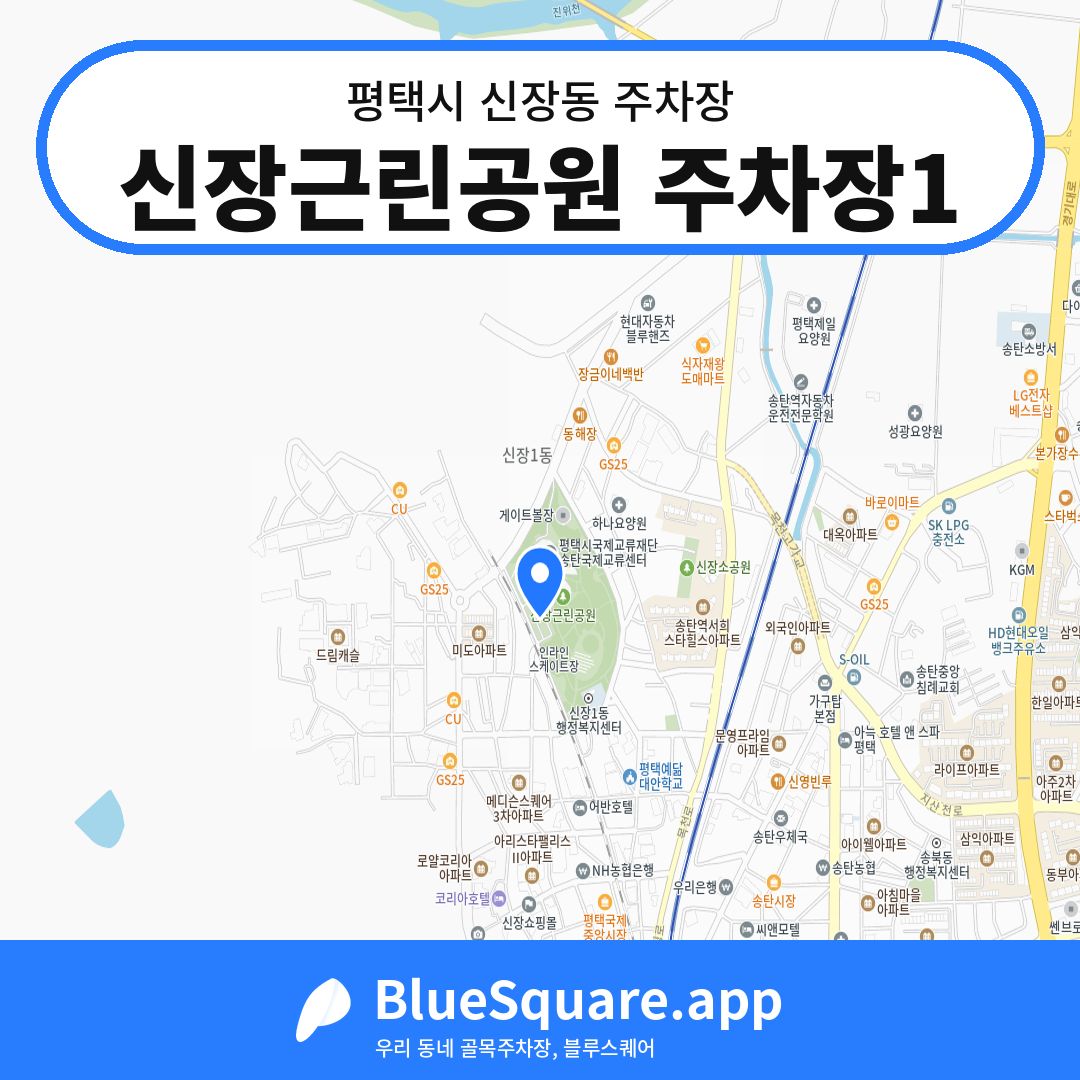 신장근린공원 주차장1 위치 지도 — 경기 평택시 신장동 | 블루스퀘어 주차