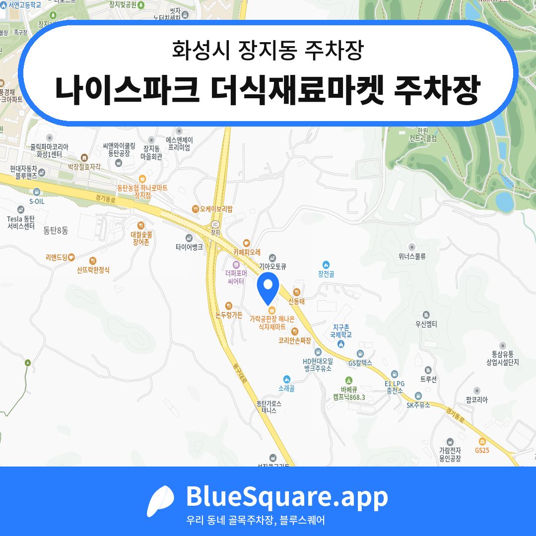 나이스파크 더식재료마켓 주차장 위치 지도 — 경기 화성시 장지동 | 블루스퀘어 주차