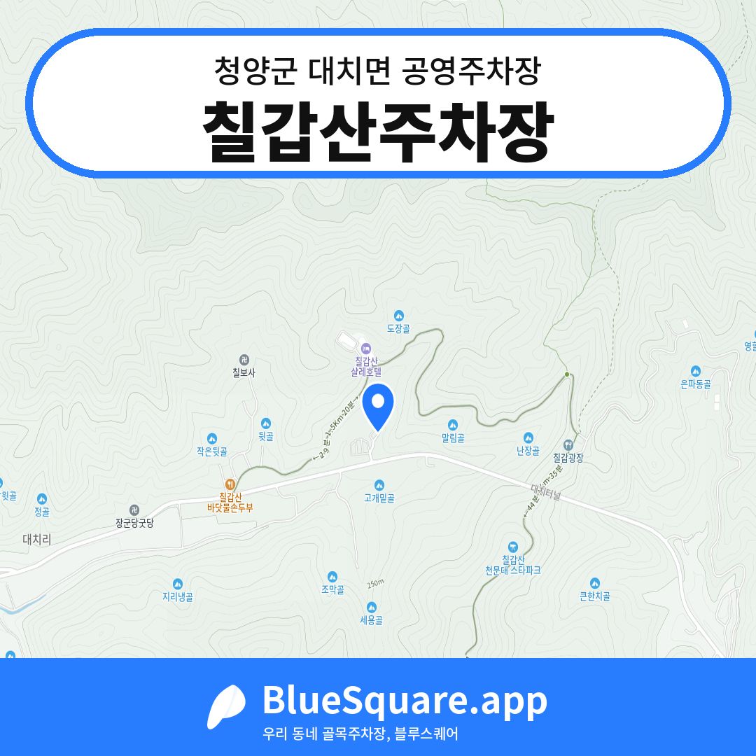 칠갑산주차장 위치 지도 — 충남 청양군 대치면 | 블루스퀘어 주차