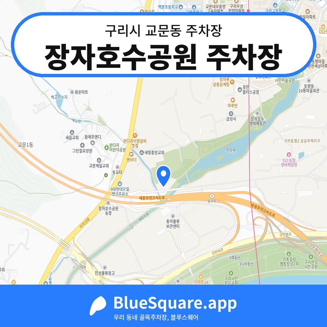 장자호수공원 주차장 위치 지도 — 경기 구리시 교문동 | 블루스퀘어 주차