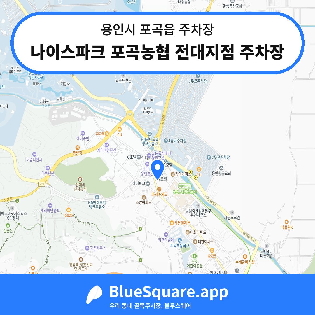 나이스파크 포곡농협 전대지점 주차장 위치 지도 — 경기 용인시 포곡읍 | 블루스퀘어 주차