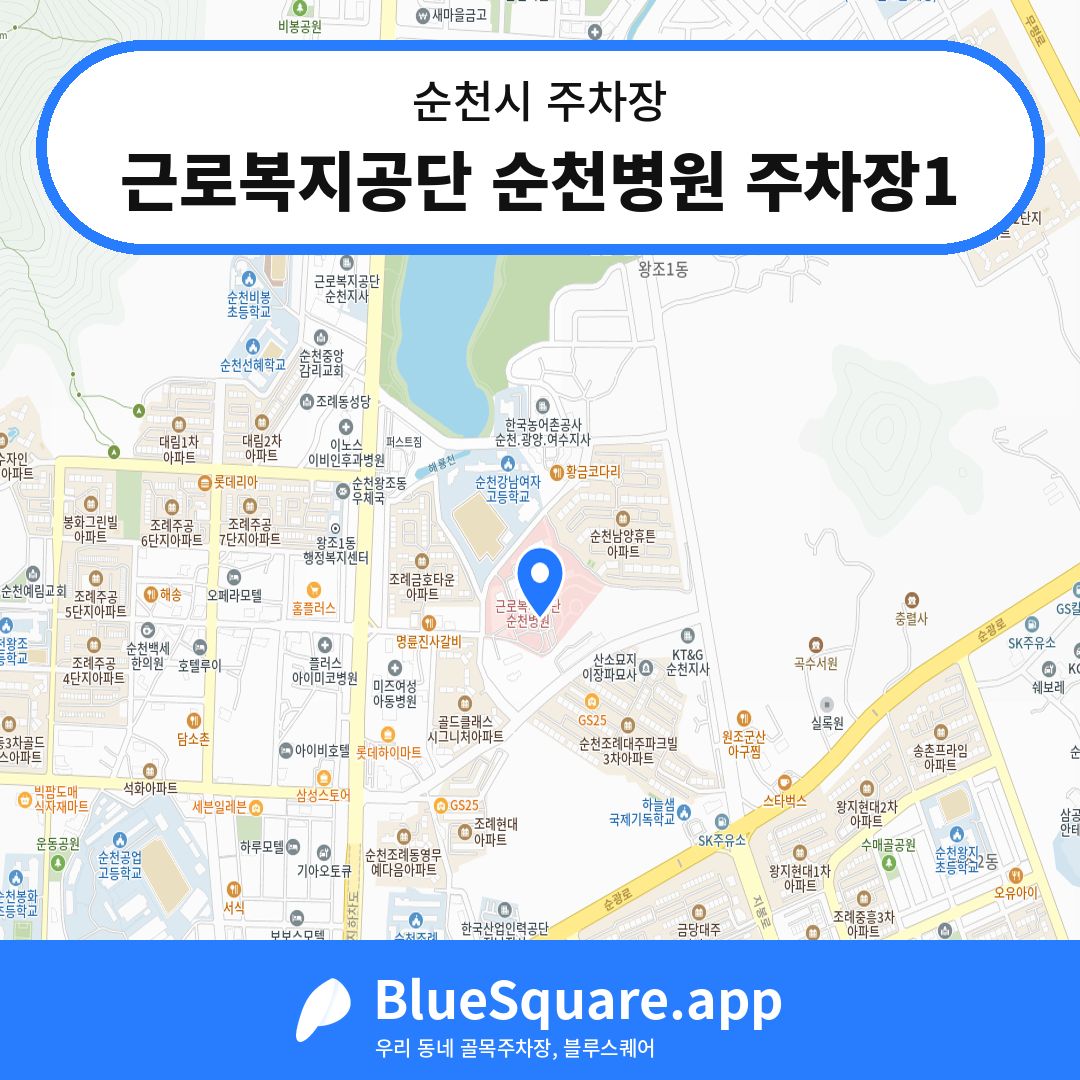 근로복지공단 순천병원 주차장1 위치 지도 — 전남 순천시 | 블루스퀘어 주차