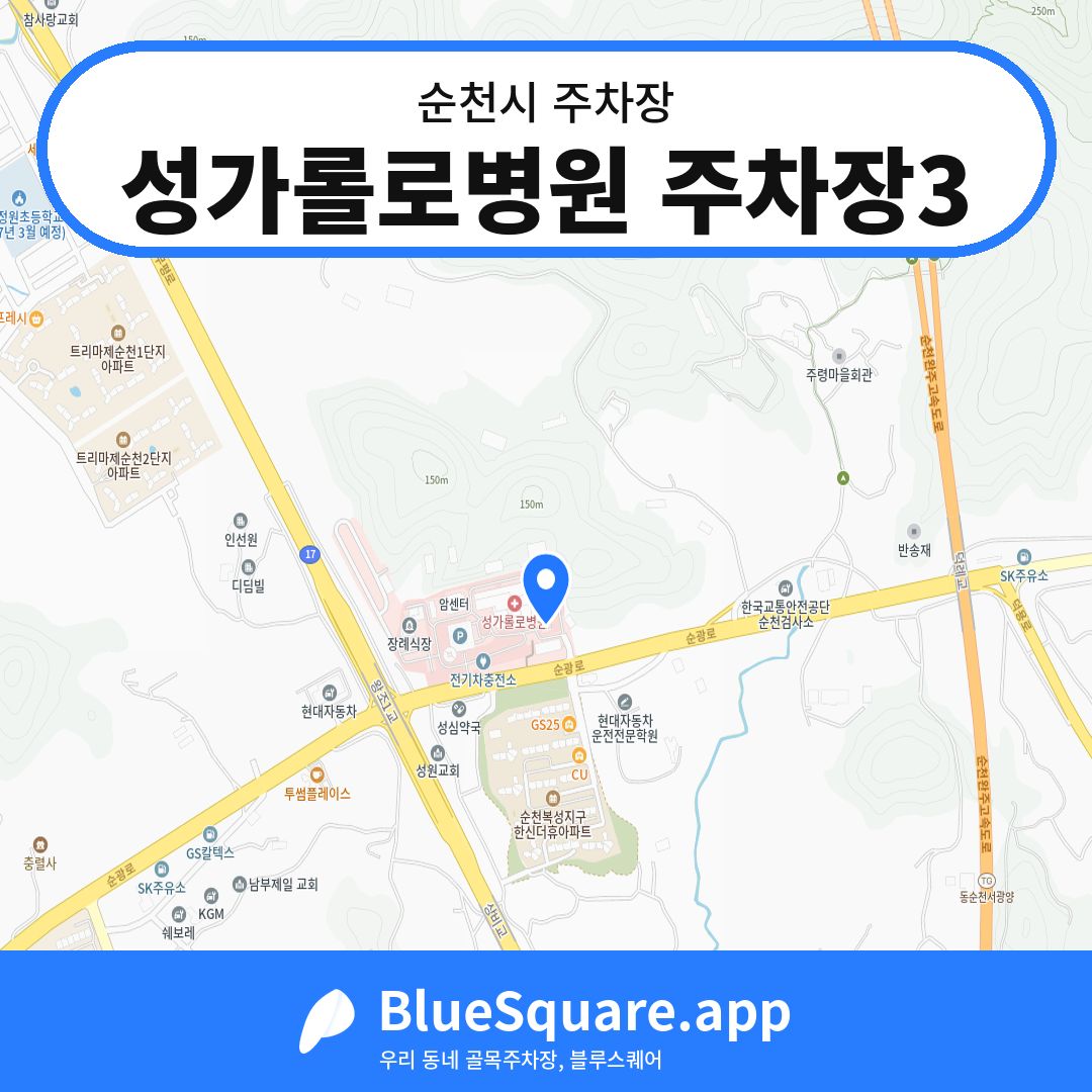 성가롤로병원 주차장3 위치 지도 — 전남 순천시 | 블루스퀘어 주차