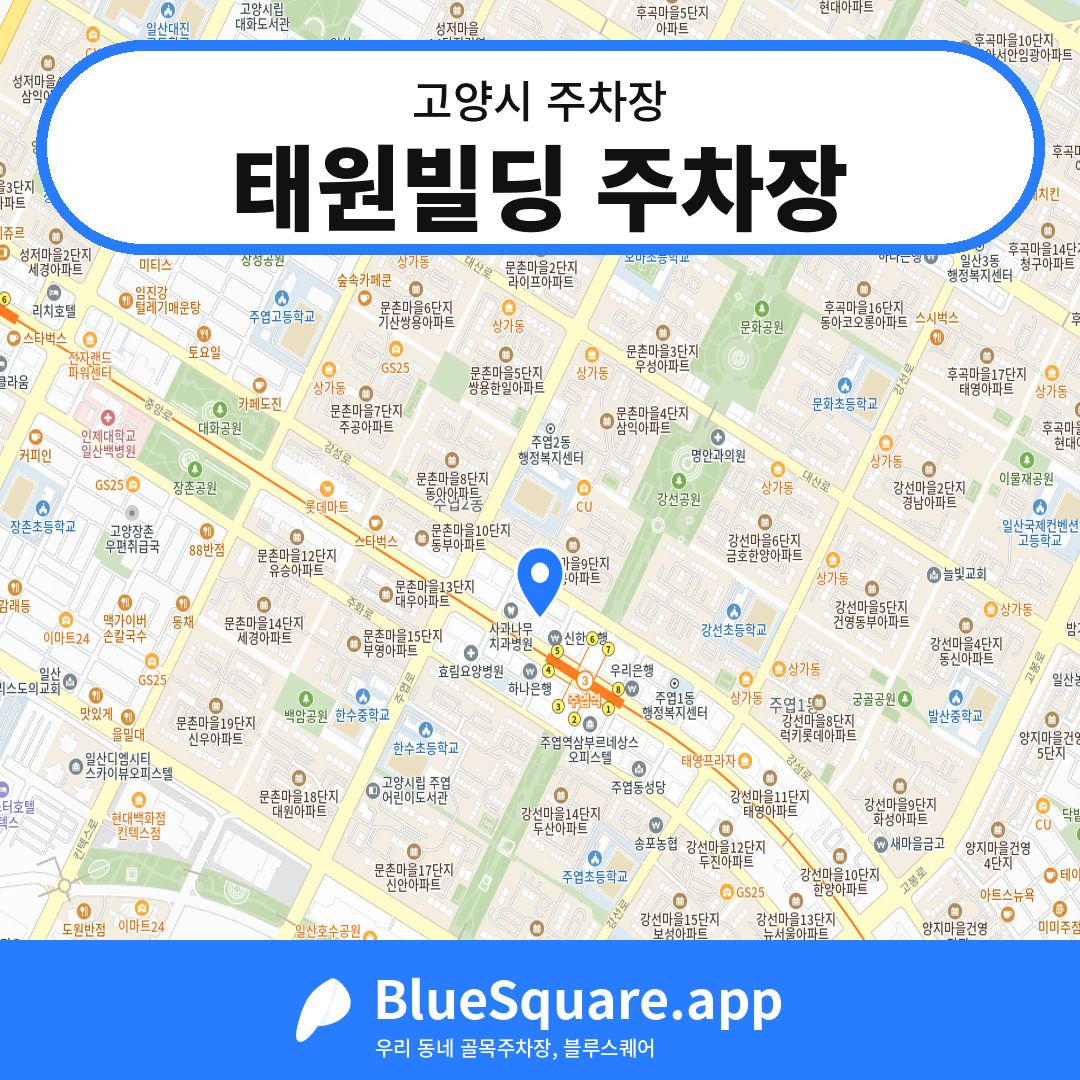 태원빌딩 주차장 위치 지도 — 경기 고양시 | 블루스퀘어 주차