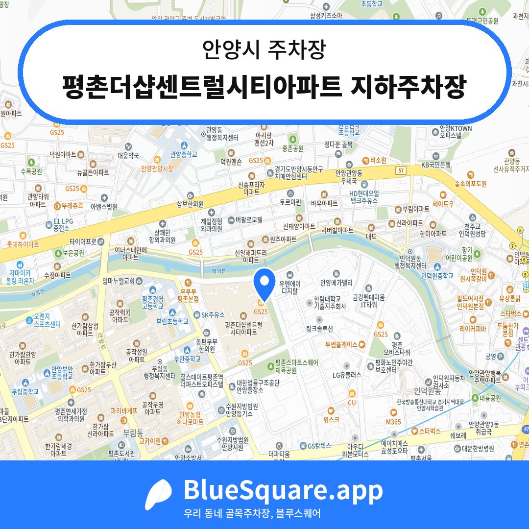 평촌더샵센트럴시티아파트 지하주차장 위치 지도 — 경기 안양시 | 블루스퀘어 주차