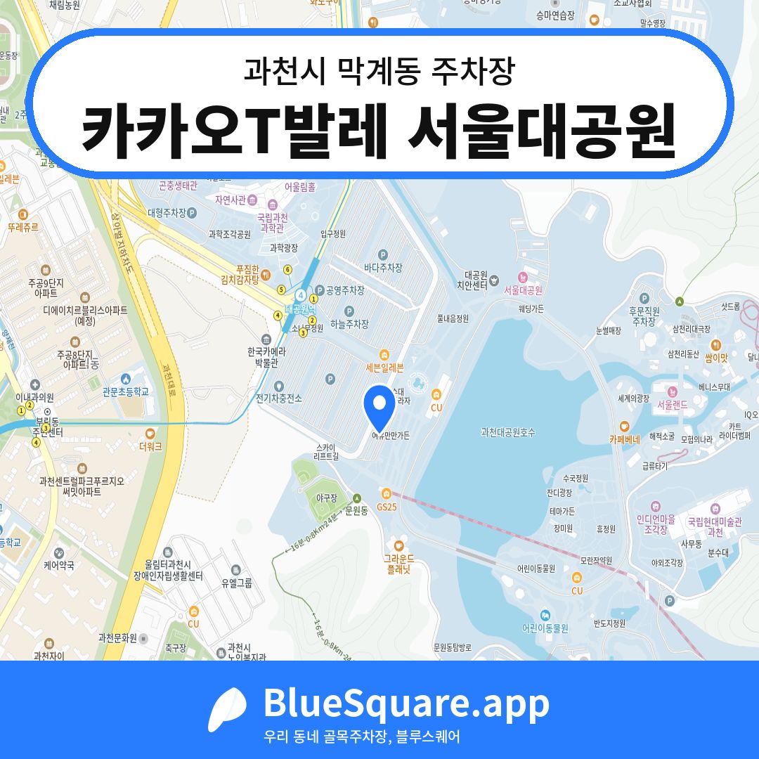카카오T발레 서울대공원 위치 지도 — 경기 과천시 막계동 | 블루스퀘어 주차