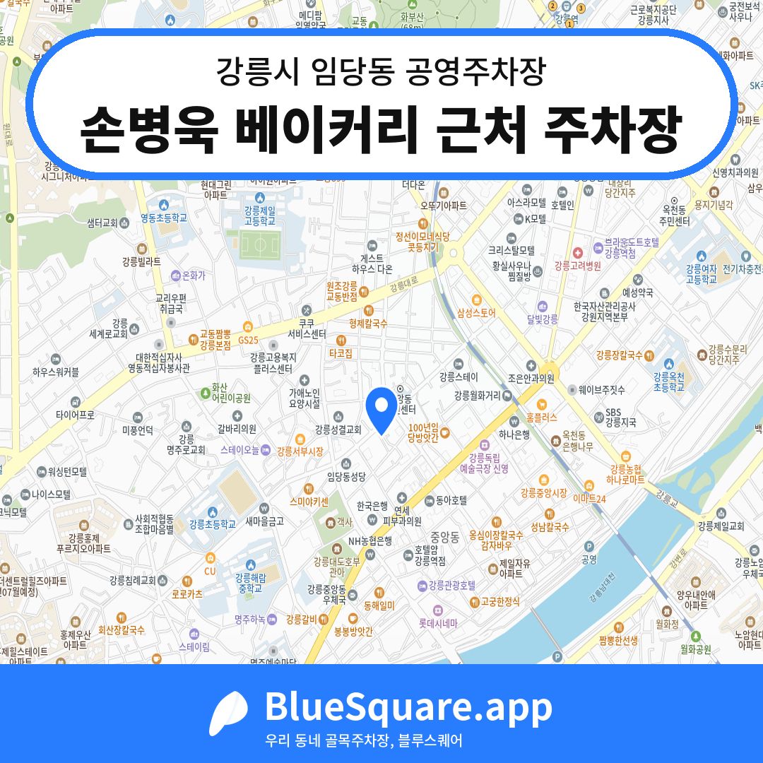 손병욱 베이커리 근처 주차장 위치 지도 — 강원 강릉시 임당동 | 블루스퀘어 주차