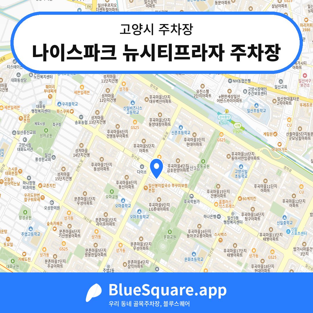 나이스파크 뉴시티프라자 주차장 위치 지도 — 경기 고양시 | 블루스퀘어 주차