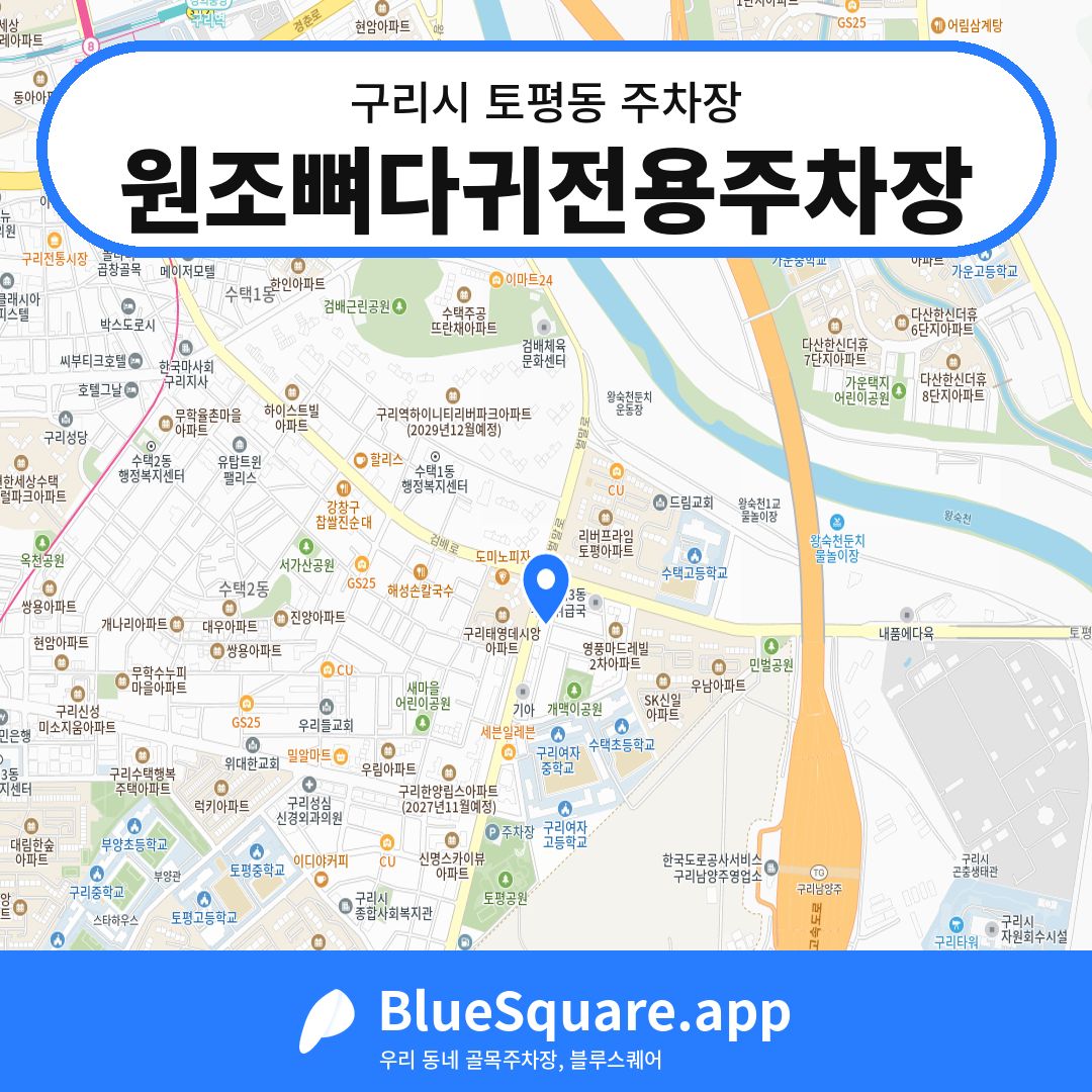원조뼈다귀전용주차장 위치 지도 — 경기 구리시 토평동 | 블루스퀘어 주차