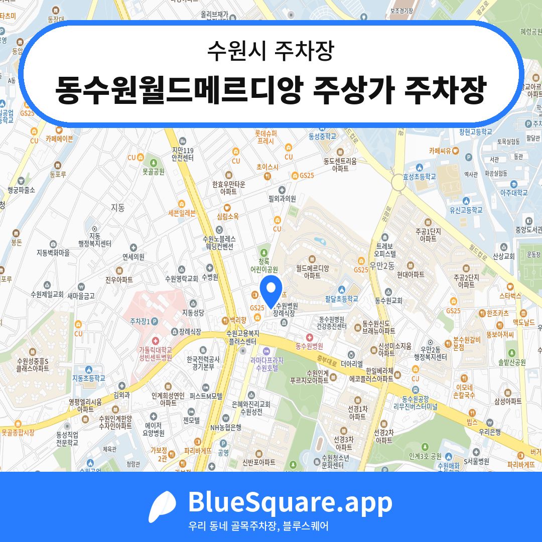 동수원월드메르디앙 주상가 주차장 위치 지도 — 경기 수원시 | 블루스퀘어 주차