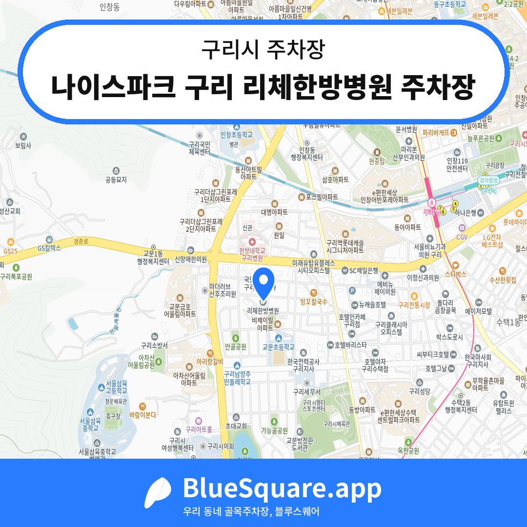 나이스파크 구리 리체한방병원 주차장 위치 지도 — 경기 구리시 | 블루스퀘어 주차