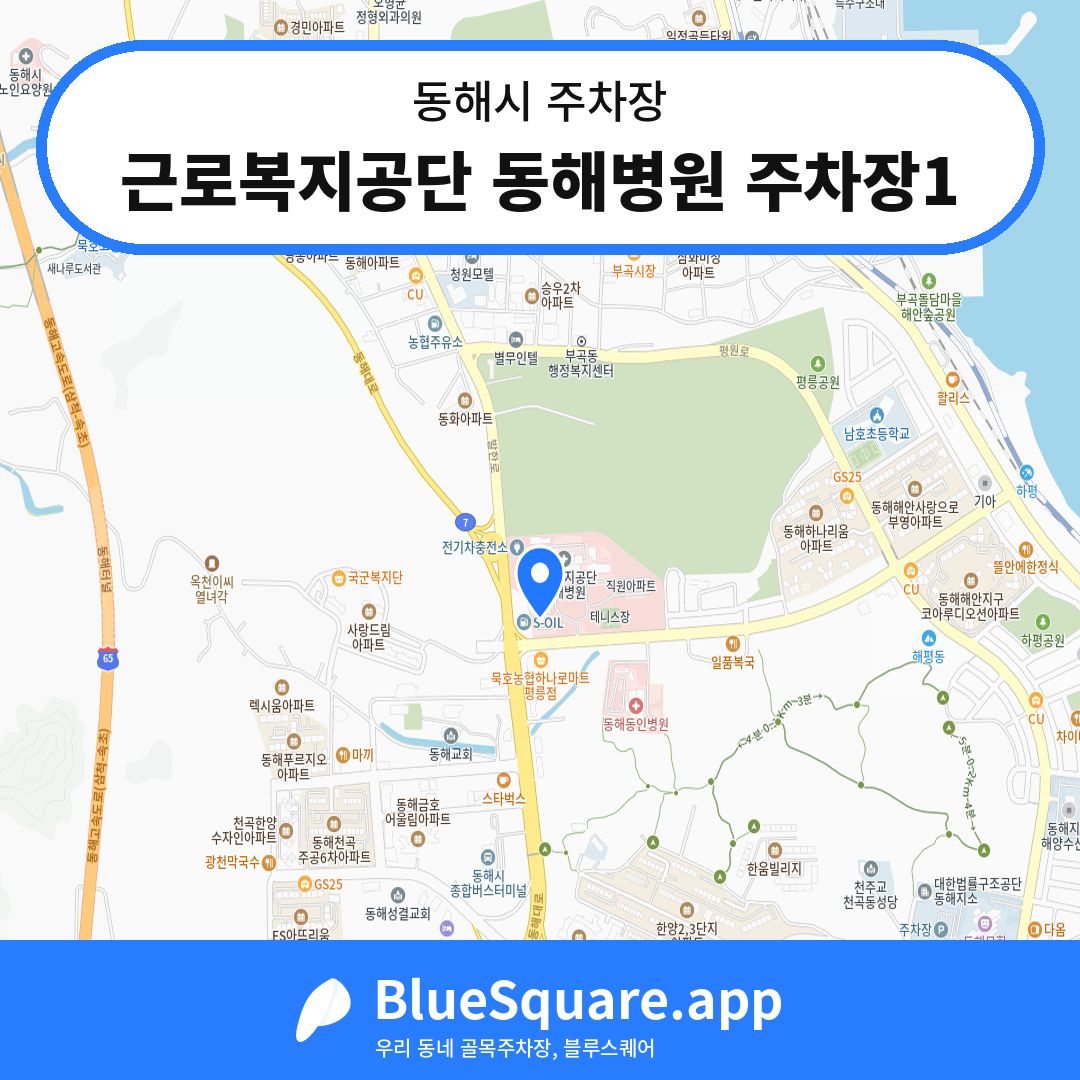 근로복지공단 동해병원 주차장1 위치 지도 — 강원 동해시 | 블루스퀘어 주차