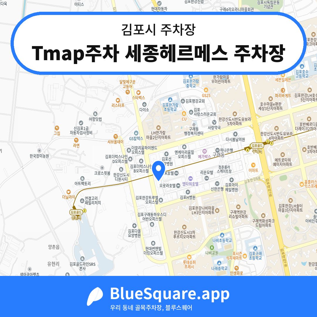 Tmap주차 세종헤르메스 주차장 위치 지도 — 경기 김포시 | 블루스퀘어 주차