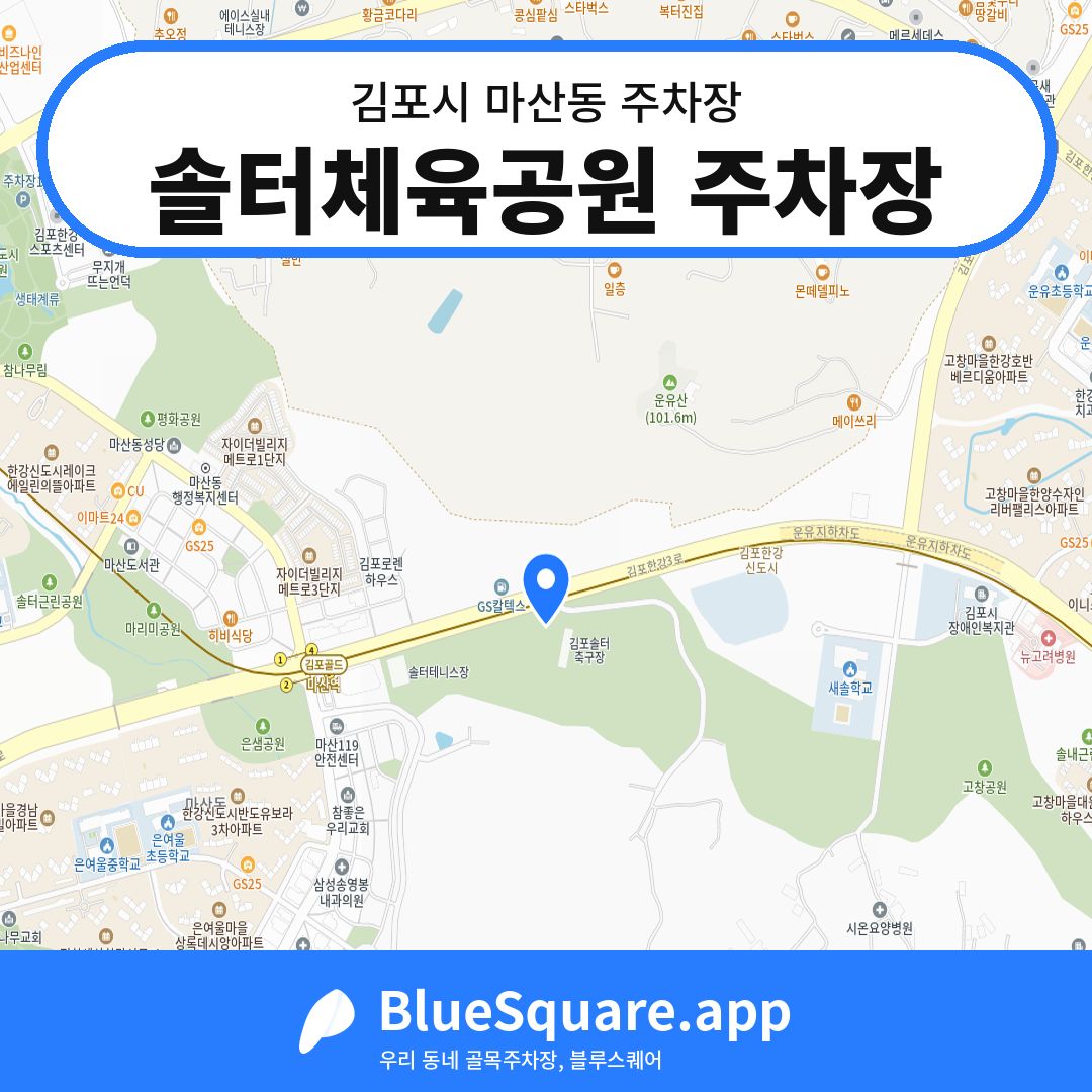 솔터체육공원 주차장 위치 지도 — 경기 김포시 마산동 | 블루스퀘어 주차