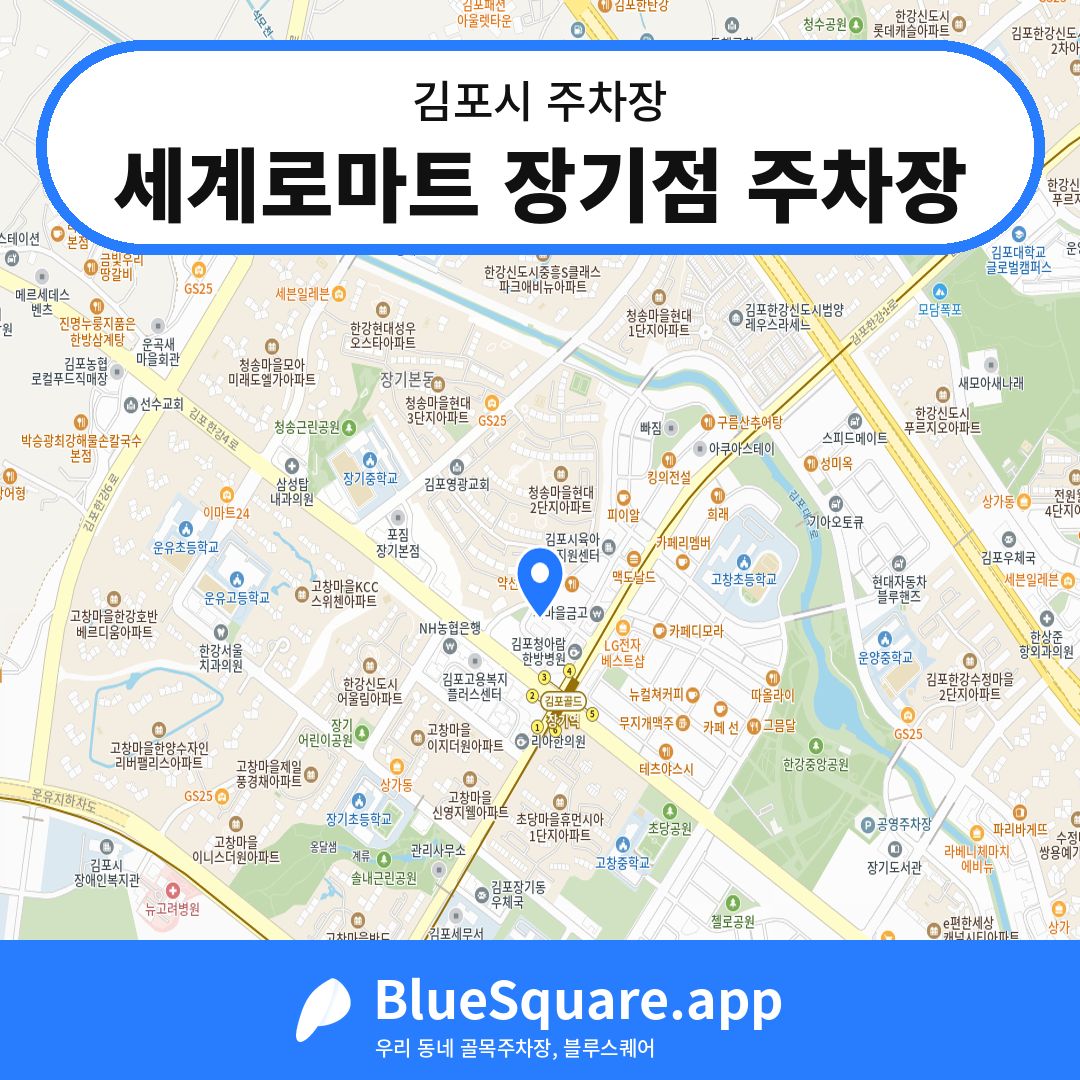 세계로마트 장기점 주차장 위치 지도 — 경기 김포시 | 블루스퀘어 주차