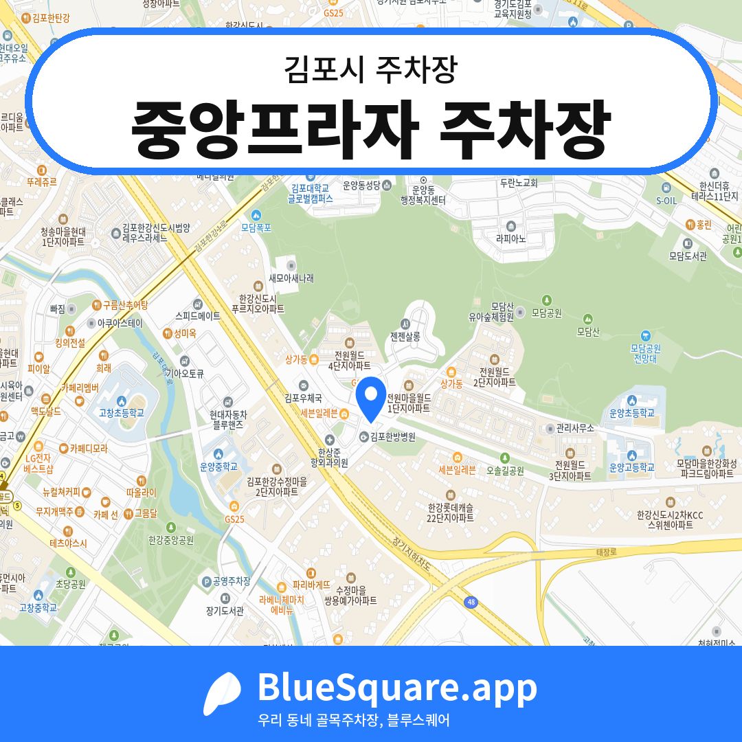 중앙프라자 주차장 위치 지도 — 경기 김포시 | 블루스퀘어 주차