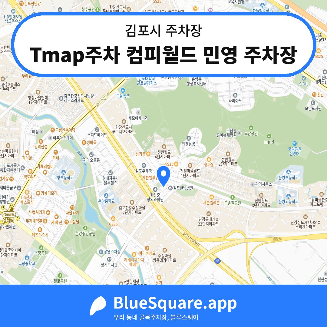 Tmap주차 컴피월드 민영 주차장 위치 지도 — 경기 김포시 | 블루스퀘어 주차