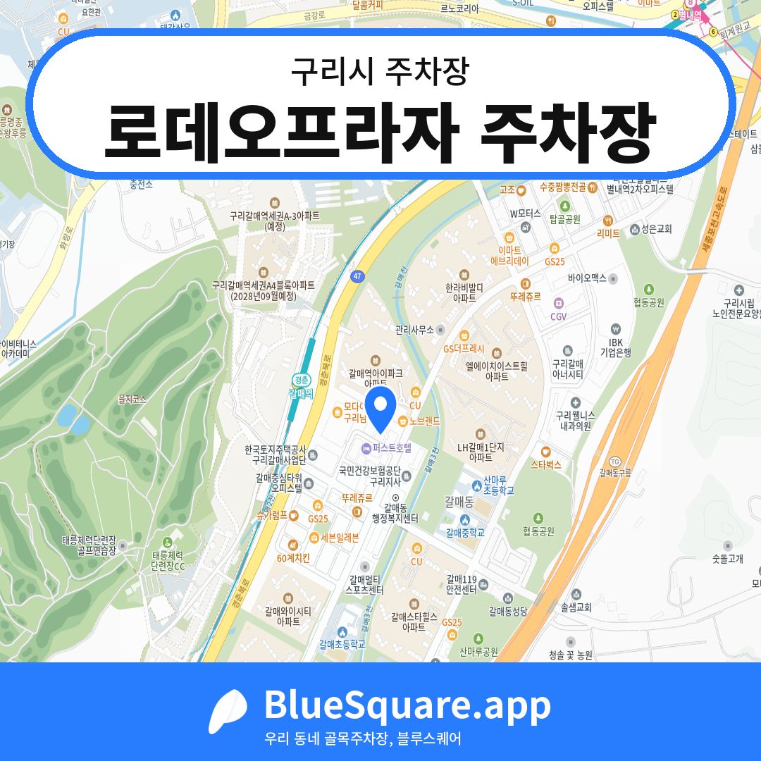 로데오프라자 주차장 위치 지도 — 경기 구리시 | 블루스퀘어 주차