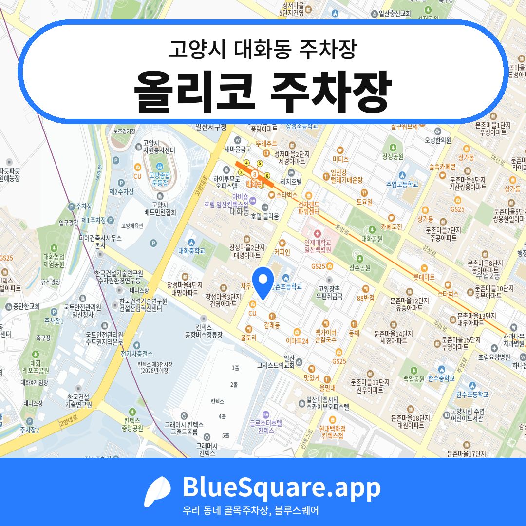 올리코 주차장 위치 지도 — 경기 고양시 대화동 | 블루스퀘어 주차